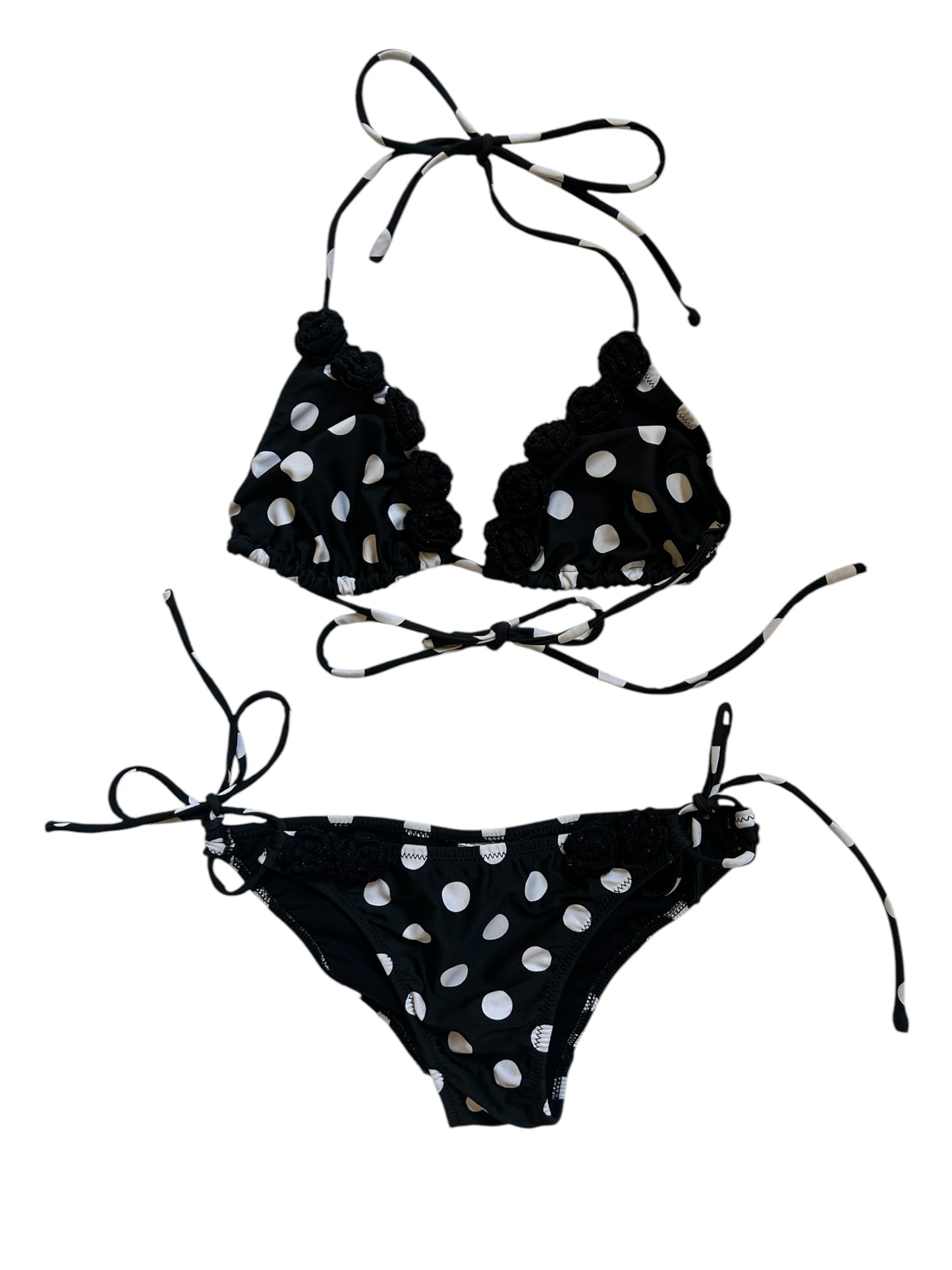 Black White Polka Dot Bikini - Size Extra Small/ Small