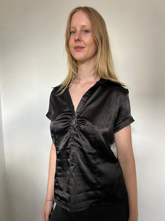 Black Button Up Blouse - Size Large