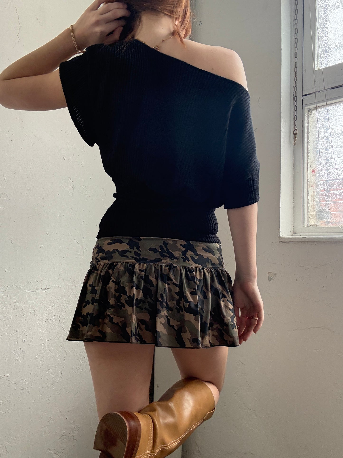 Camo Green Brown Mini Swim Skirt - Size Extra-Small