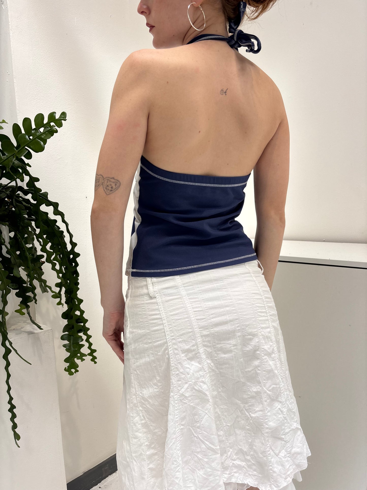 Blue White Halter Top - Size Small/Medium