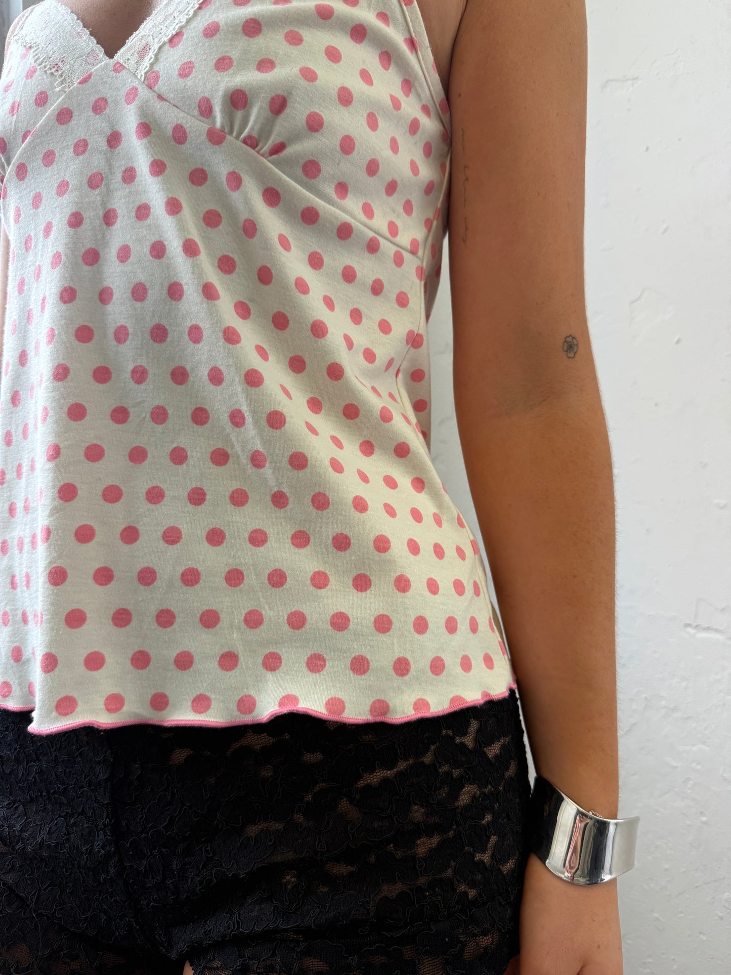 Pink Polka Dot Cami Top - Size Medium
