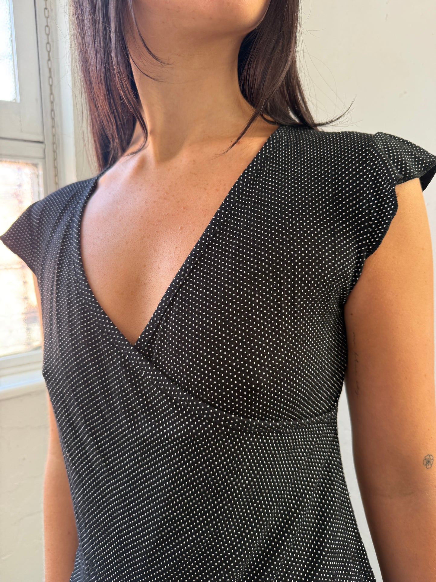 Black White Polka Dot Top - Size Extra Large