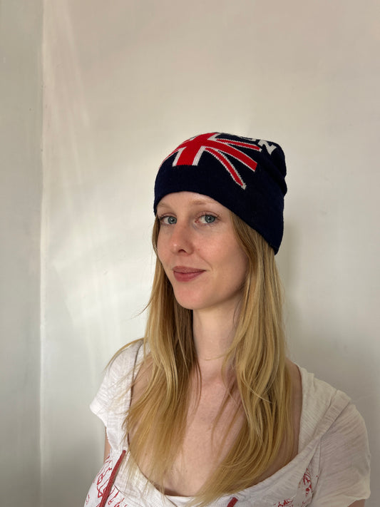 Navy Blue Red White London Beanie