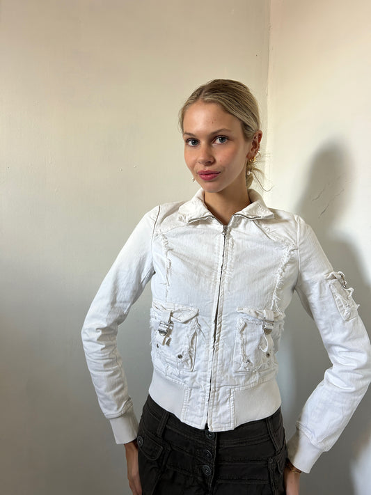White Zip Up Jacket - Size Extra-Small