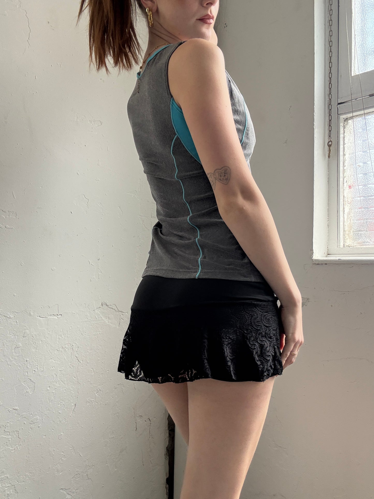 Grey Blue Zip Up Swim Top - Size Small/Medium