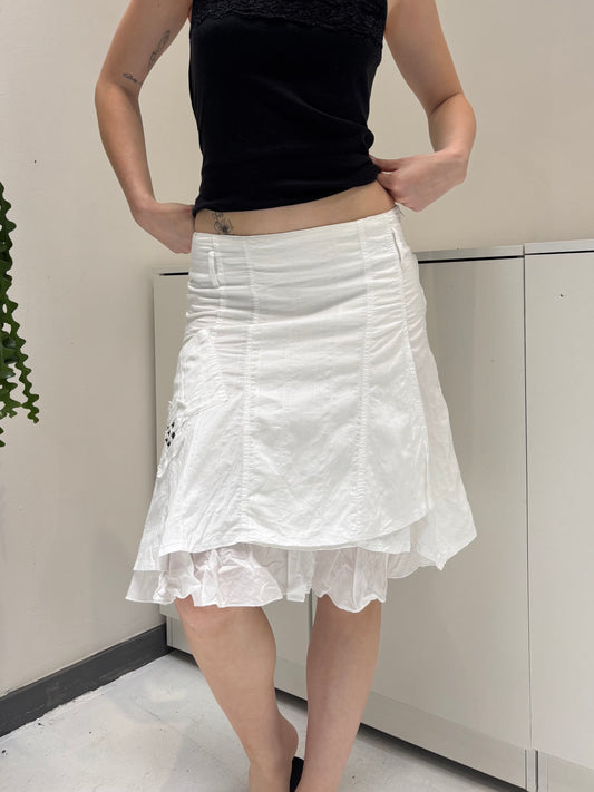 White Linen Midi Skirt - Size 10