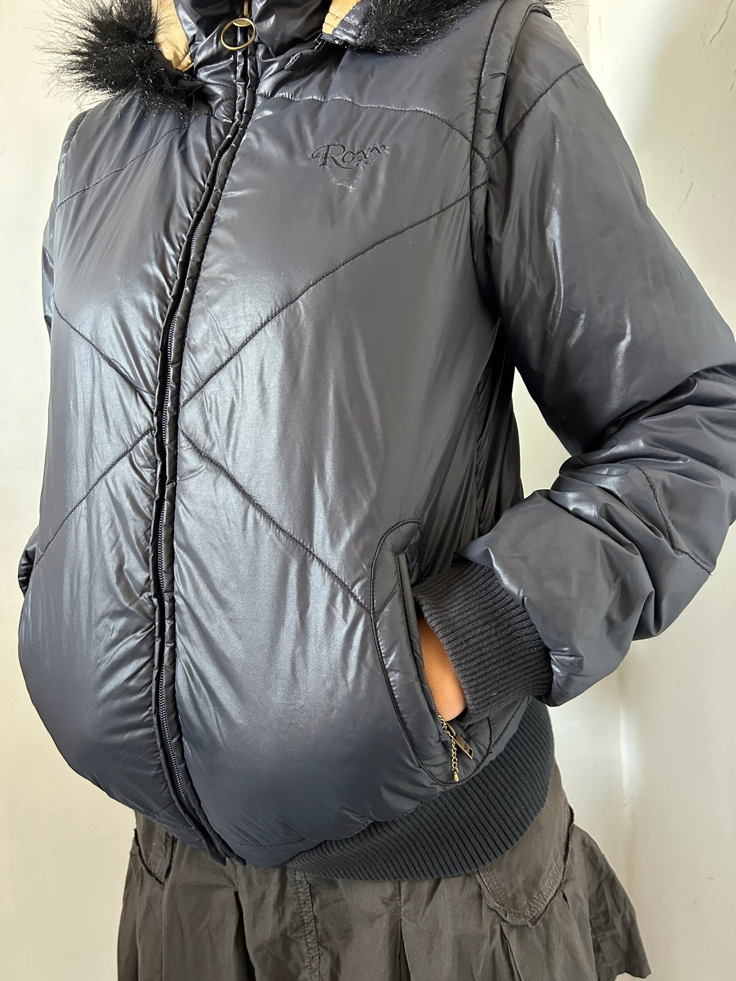 Black Roxy Puffer Jacket - Size 12