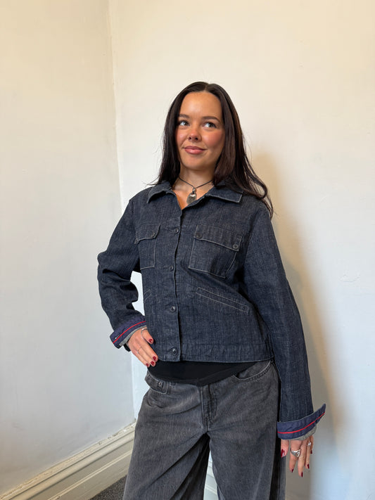 Denim Blue Button Up Jacket - Size Small/Medium