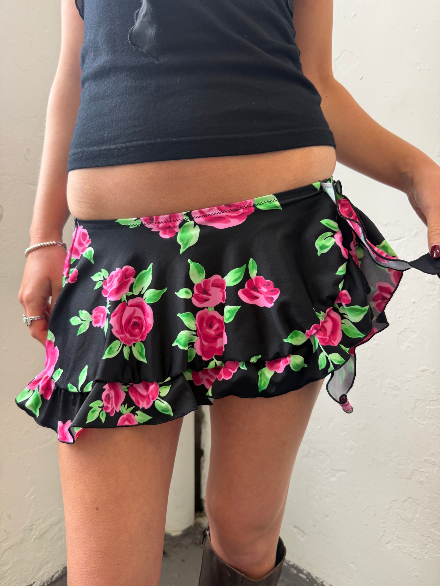 Black Pink Green Micro Swim Skirt - Size Extra-Small/Small