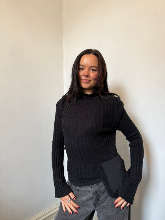 Black Ribbed Knitted Style Jumper - Size 12