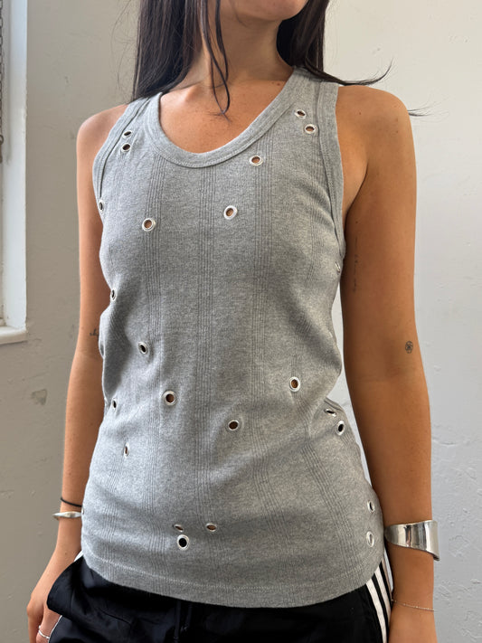 Grey Grommet Tank Top - Size Medium/Large