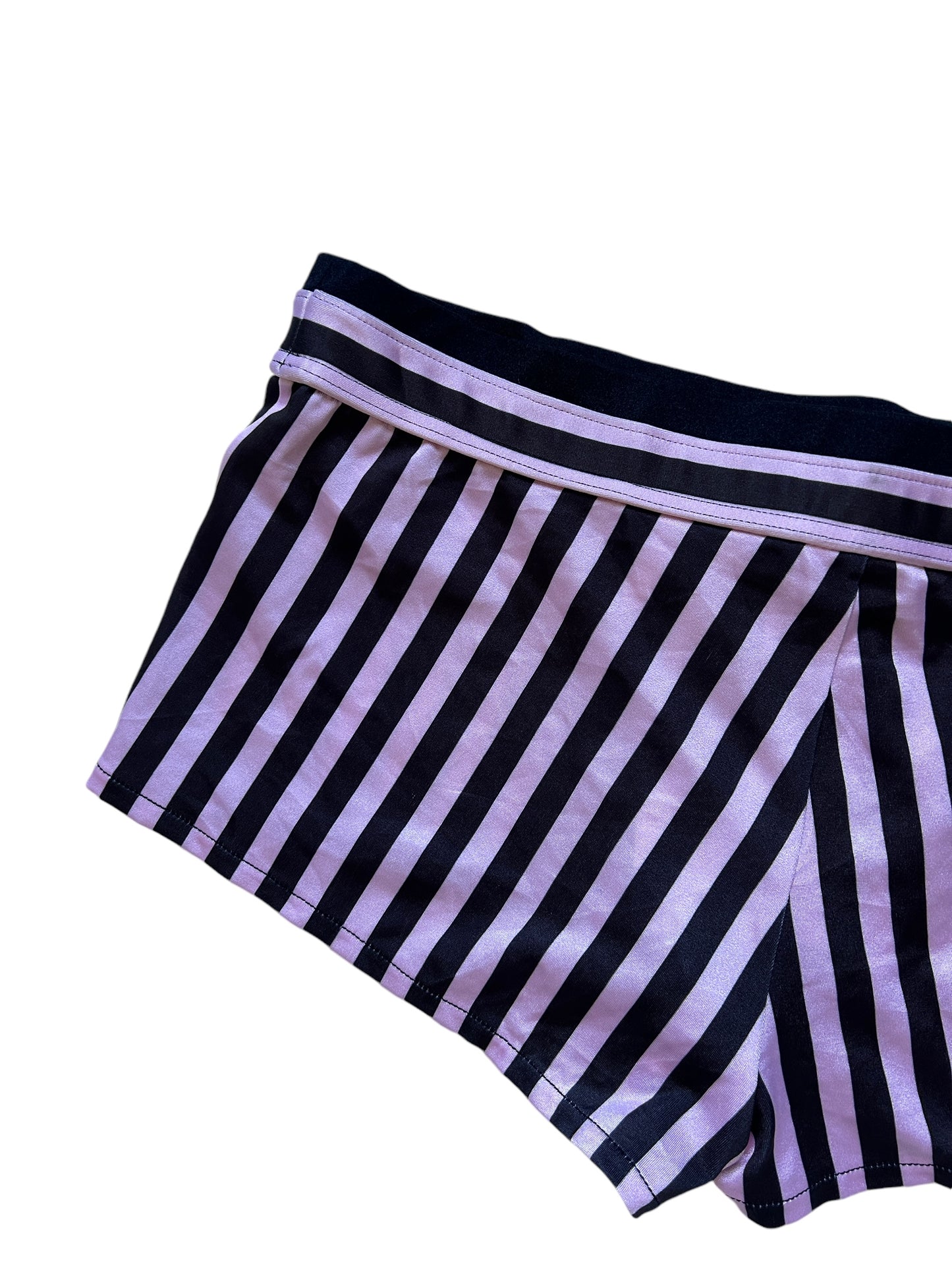 Pink Black Striped Micro Shorts - Size Medium