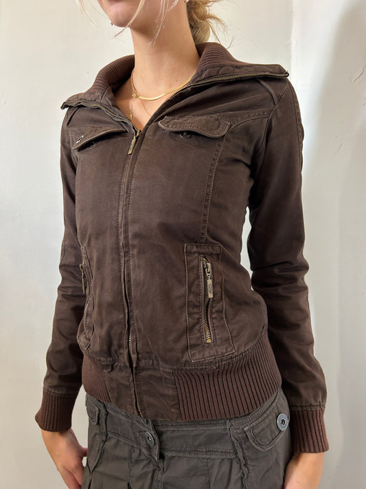 Brown Zip Up Jacket - Size Small