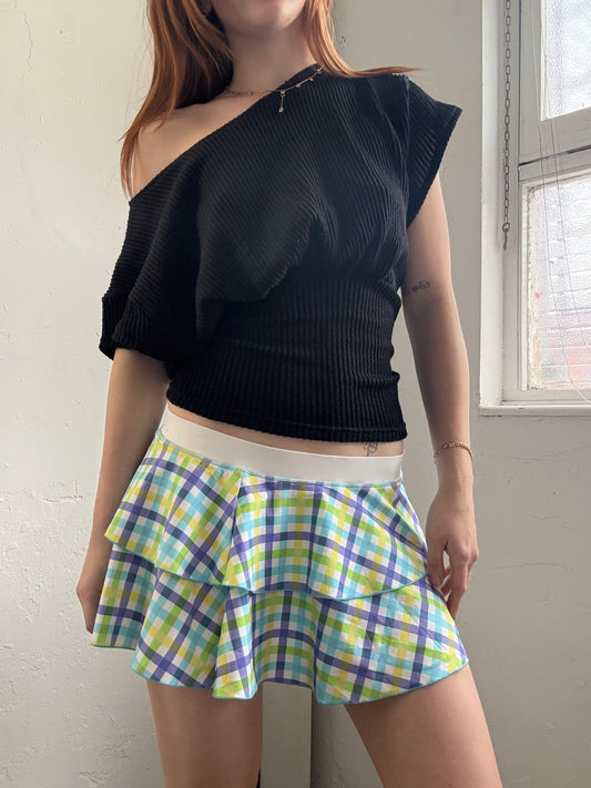 Gingham Colourful Mini Swim Skirt - Size Small/Medium