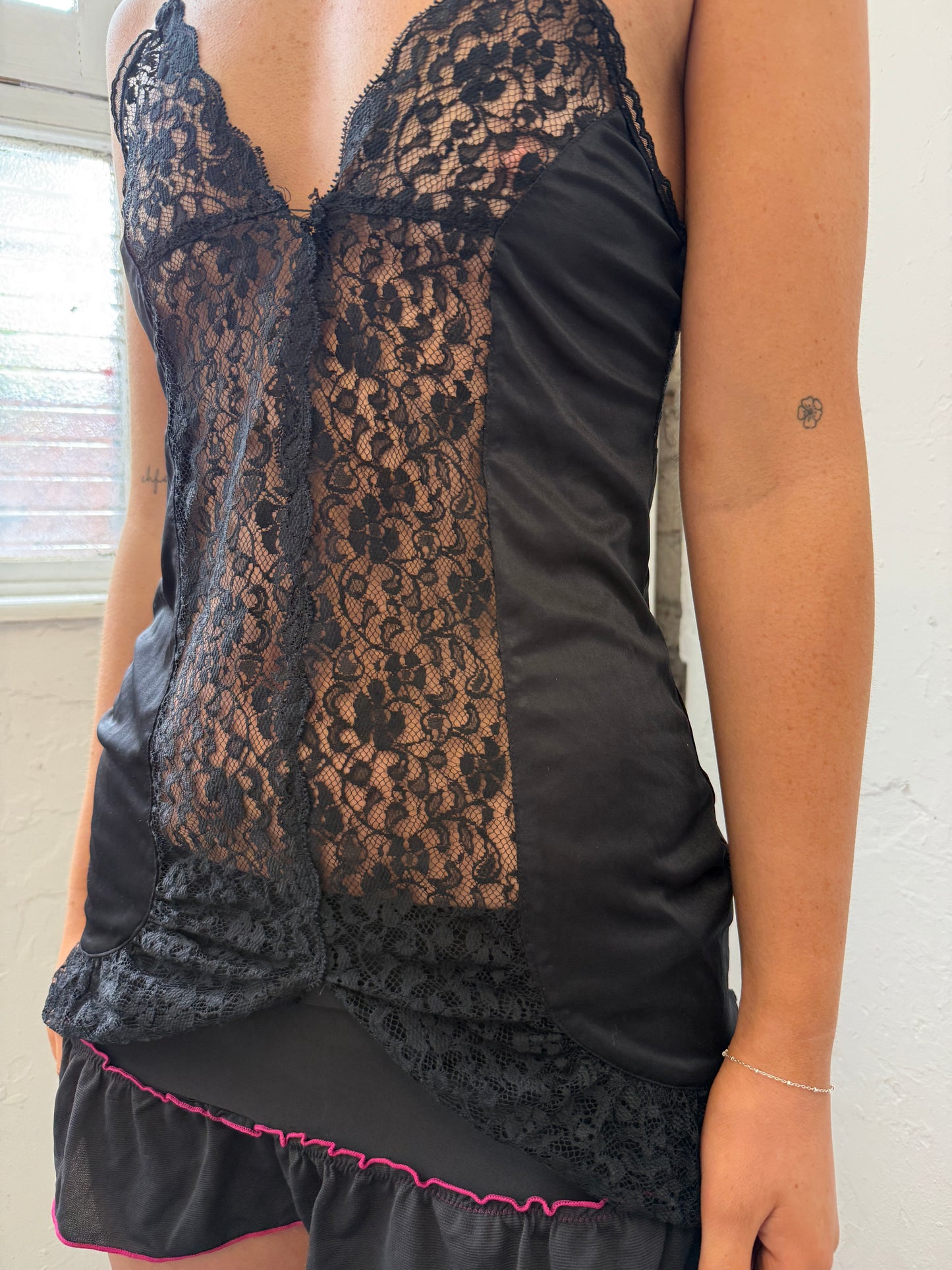 Black Lace Cami Top - Size Small