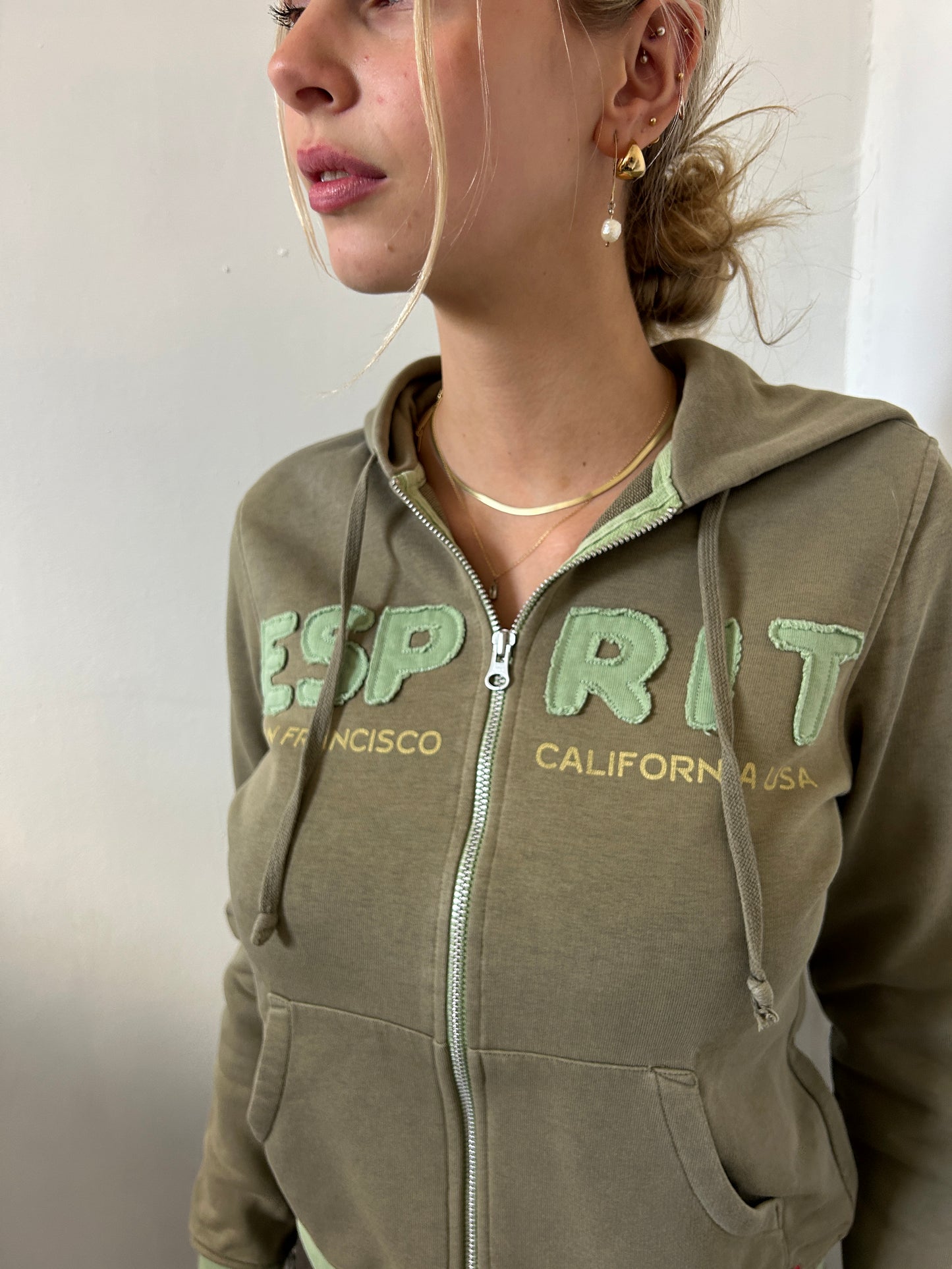 Green Esprit Zip Up Hoodie - Size Small