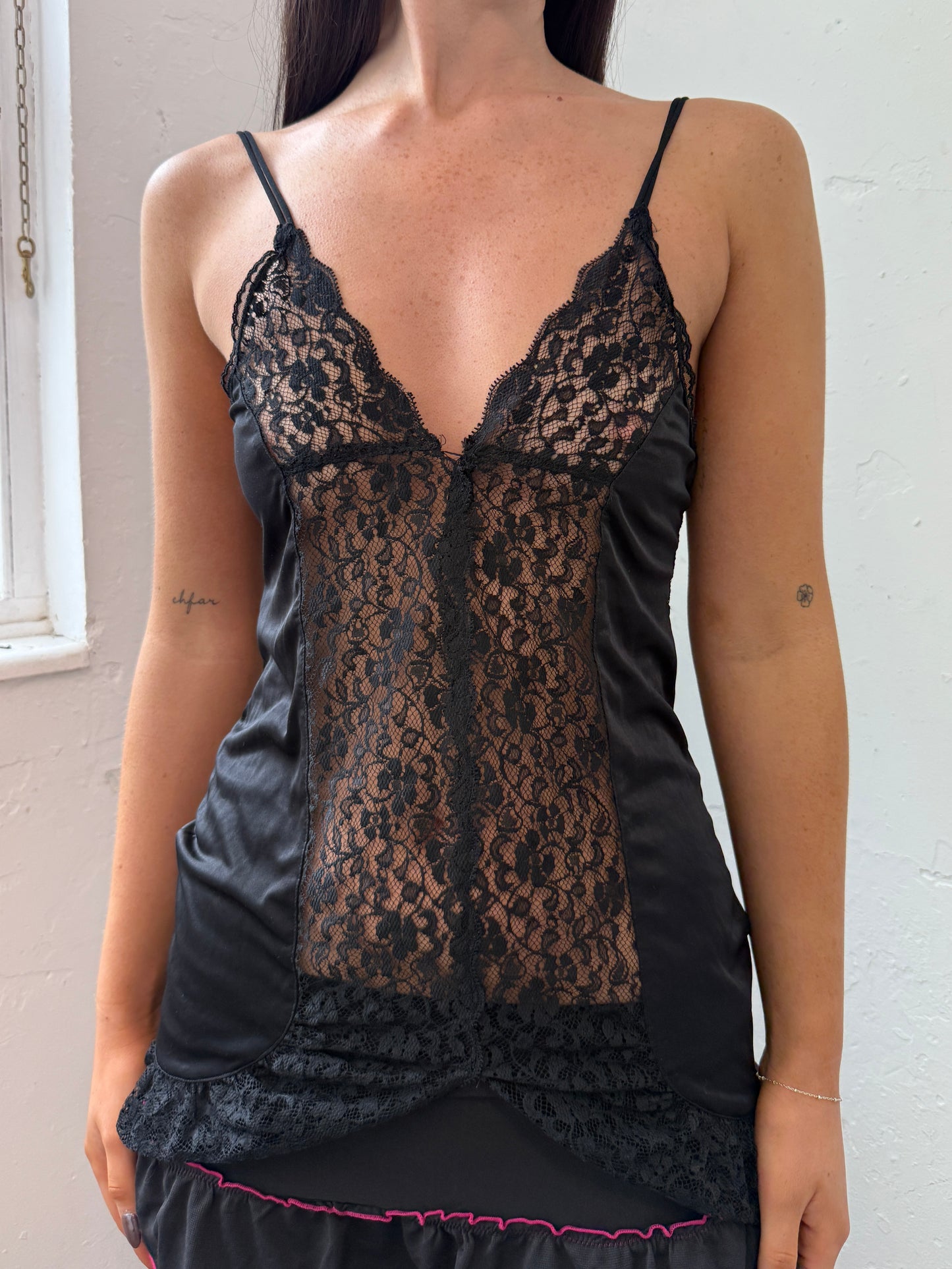 Black Lace Cami Top - Size Small