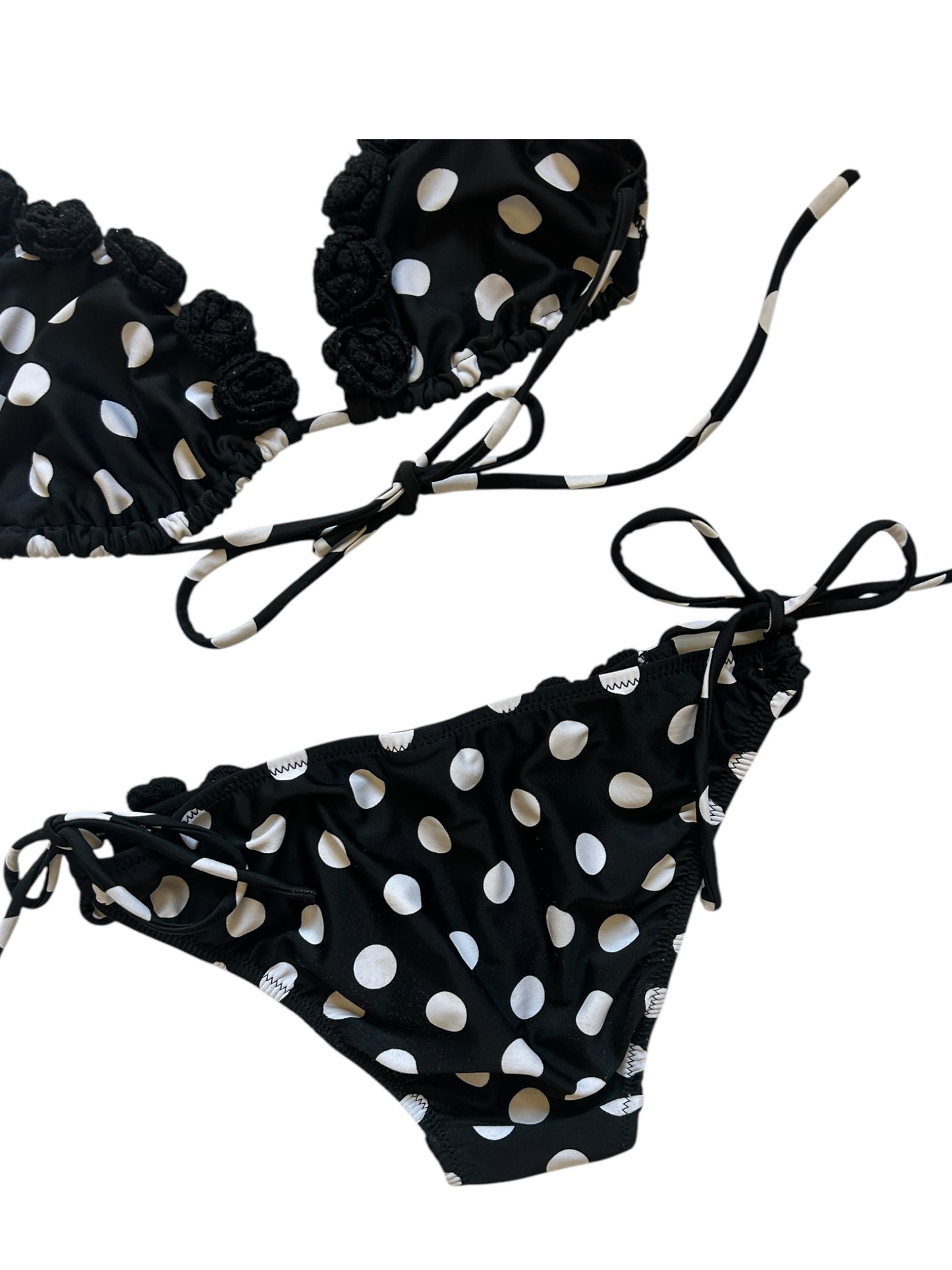 Black White Polka Dot Bikini - Size Extra Small/ Small