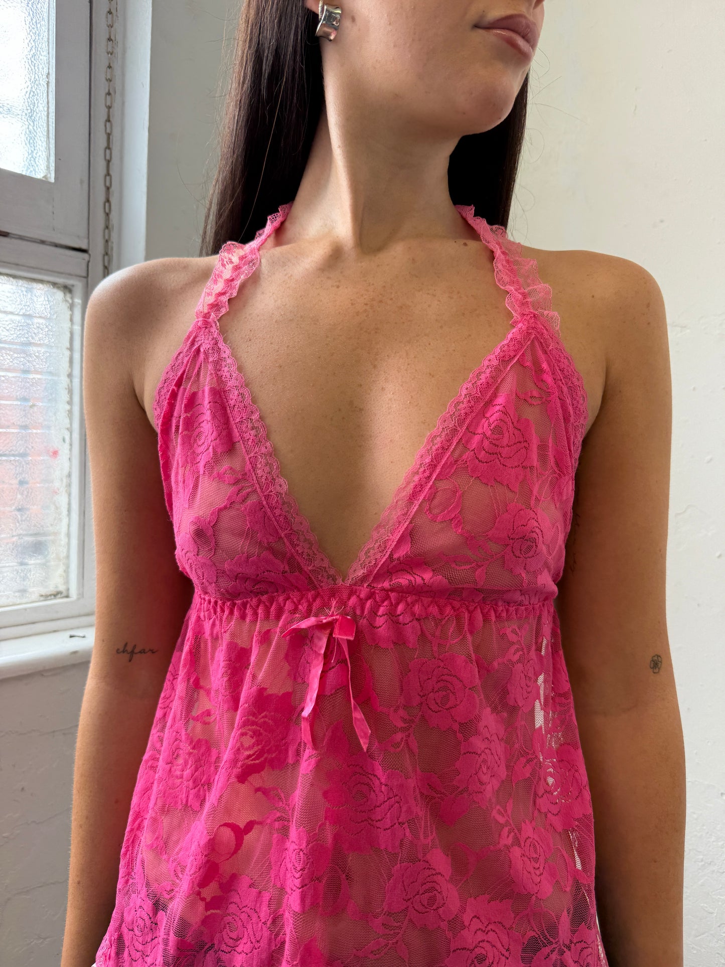 Pink Lace Halter Top - Size Small/Medium