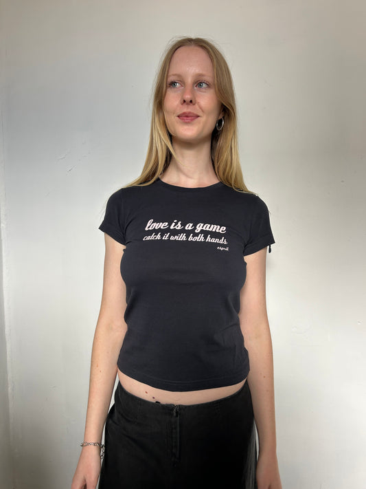 Black Esprit Graphic Baby Tee - Size Extra-Small