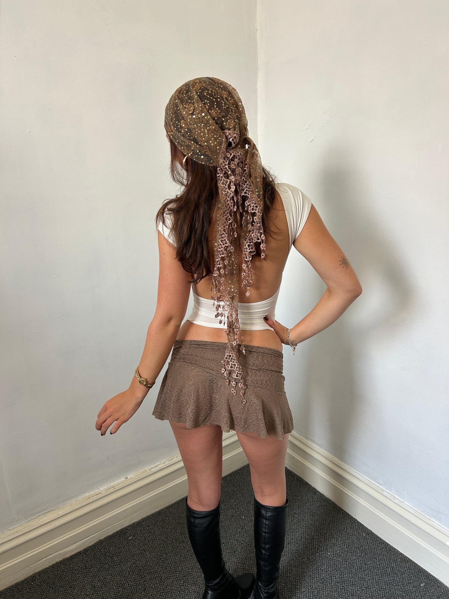 Brown Micro Mini Skirt - Size Small