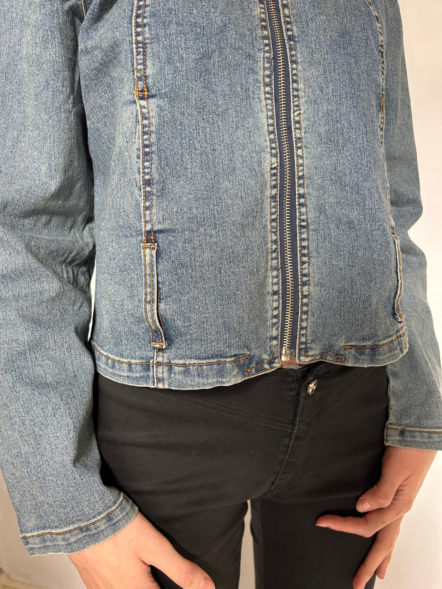 Denim Blue Zip Up Jacket - Size Medium