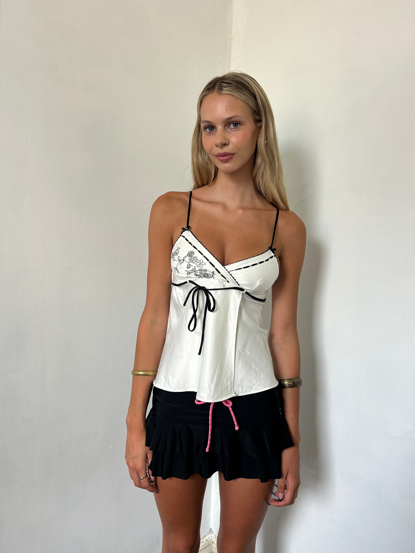 White Black Cami Top - Size Small