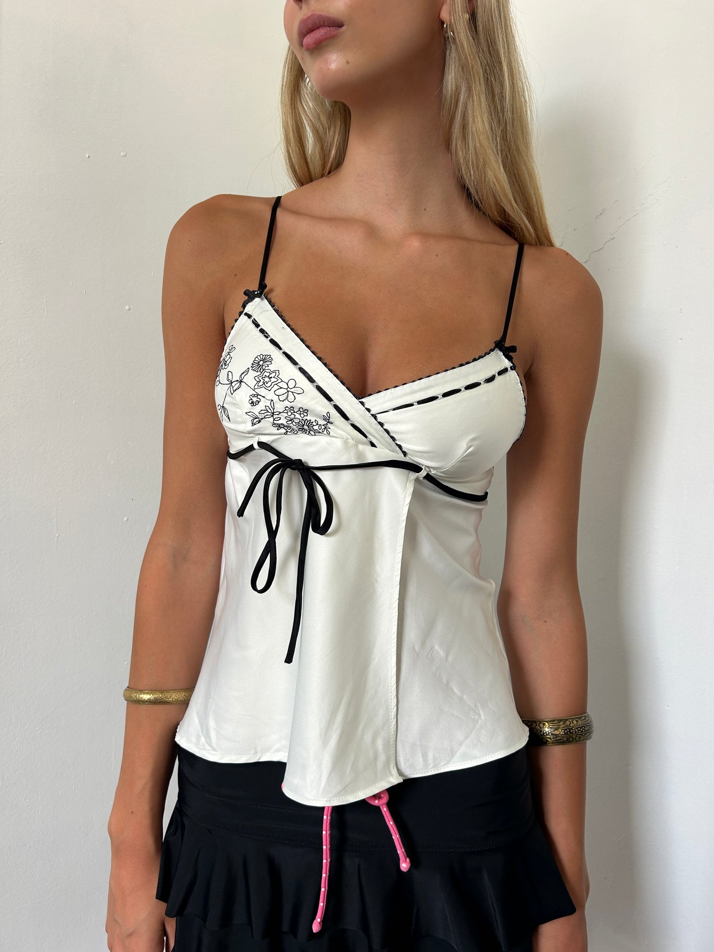 White Black Cami Top - Size Small