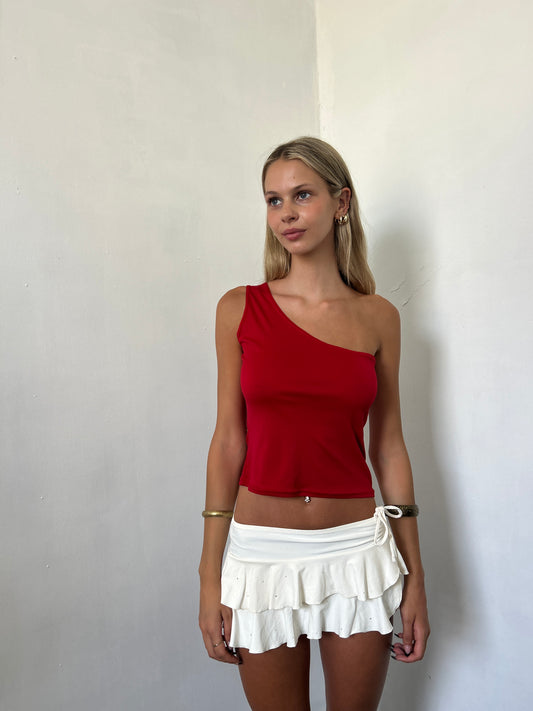 Red Off Shoulder Top - Size Small