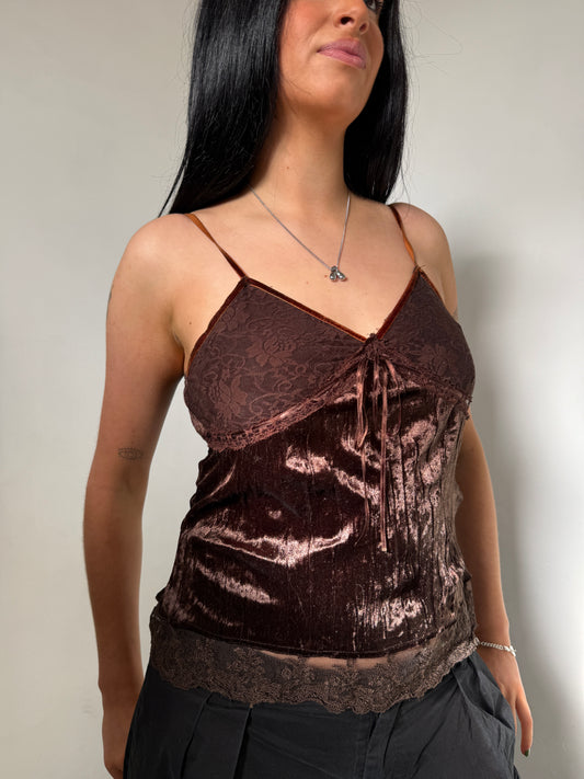 Brown Cami Lace Cami Top - Size Small