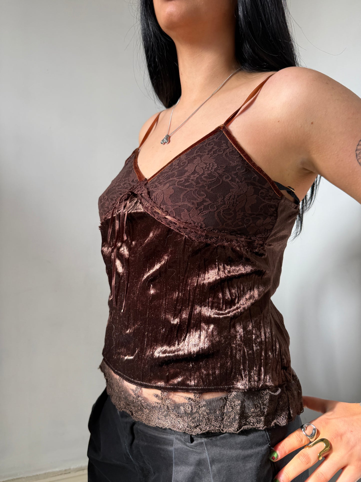 Brown Cami Lace Cami Top - Size Small
