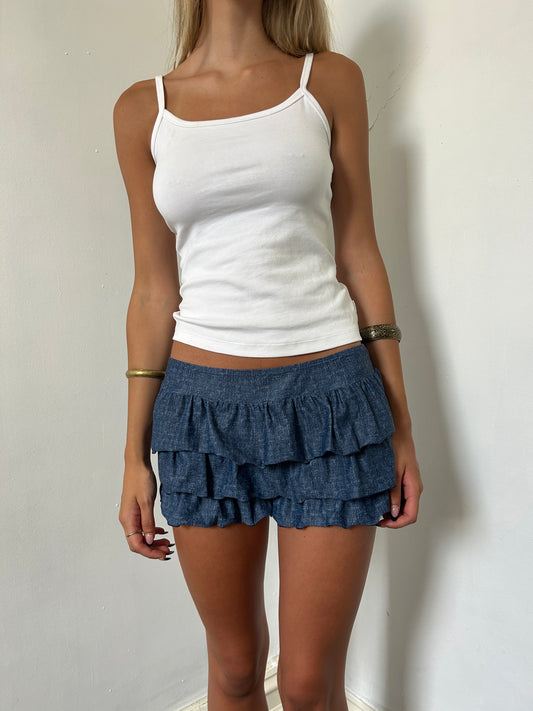 Dark Blue Mini Ruffle Shorts - Size Medium/Large