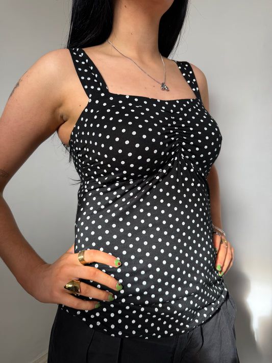 Black White Polka Dot Top - Size Medium