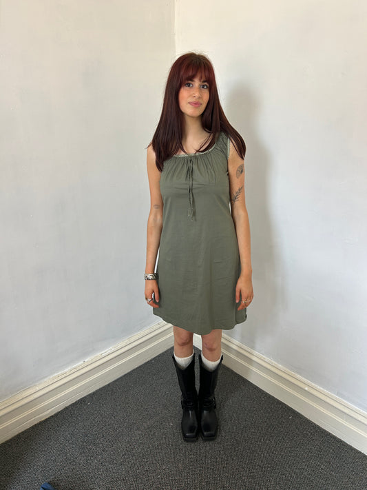 Khaki Baby Doll Midi Dress - Size Large