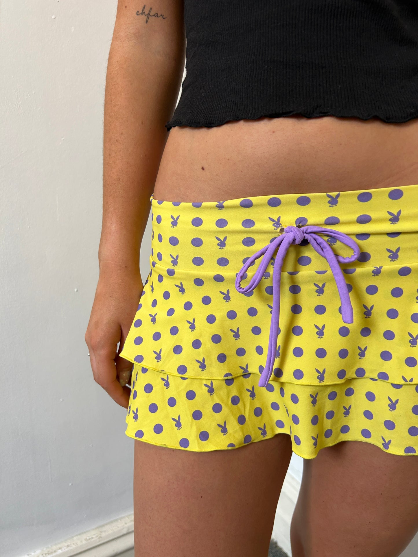 Yellow and Purple Playboy Mini Skirt - Size Small