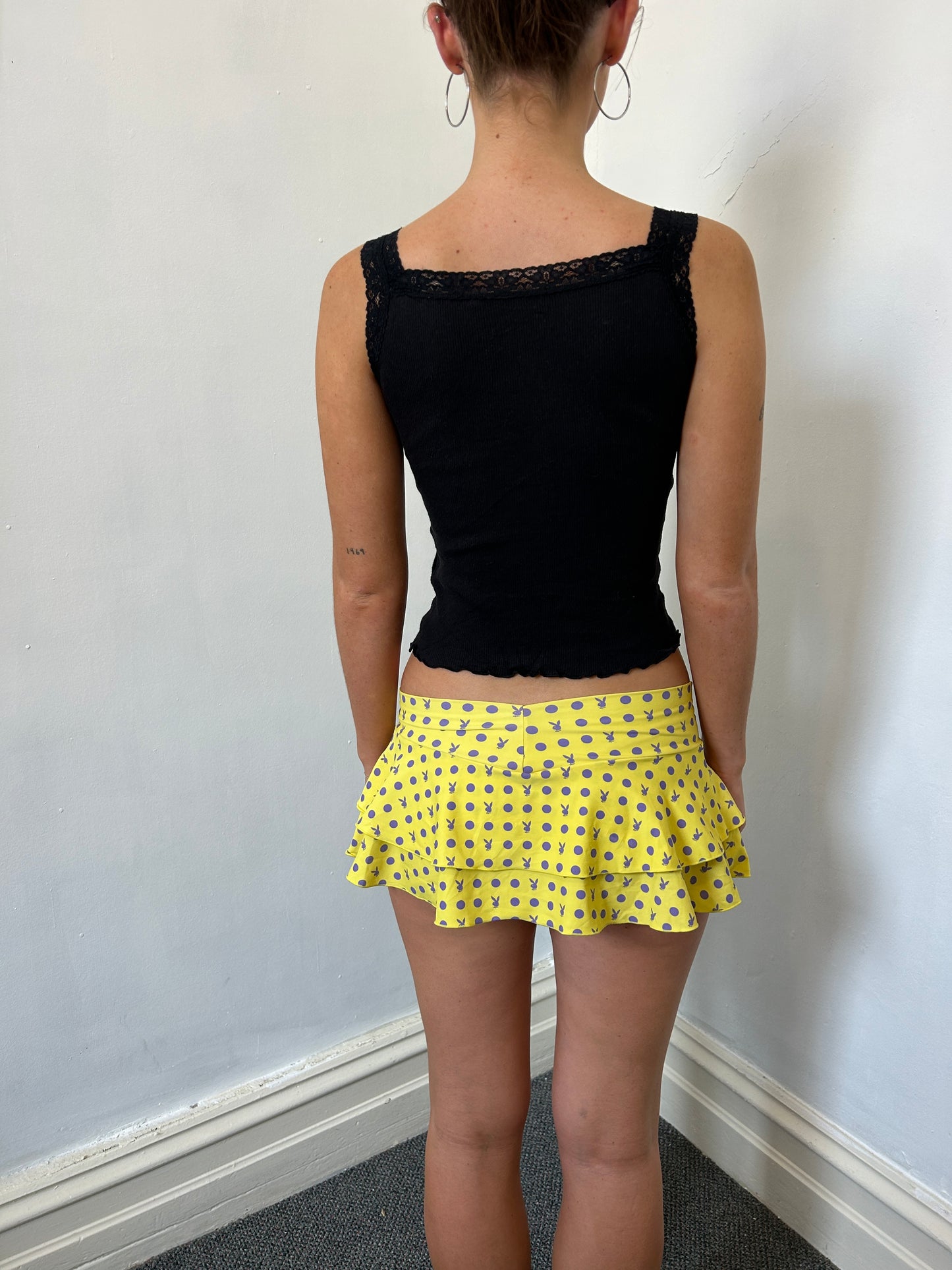 Yellow and Purple Playboy Mini Skirt - Size Small