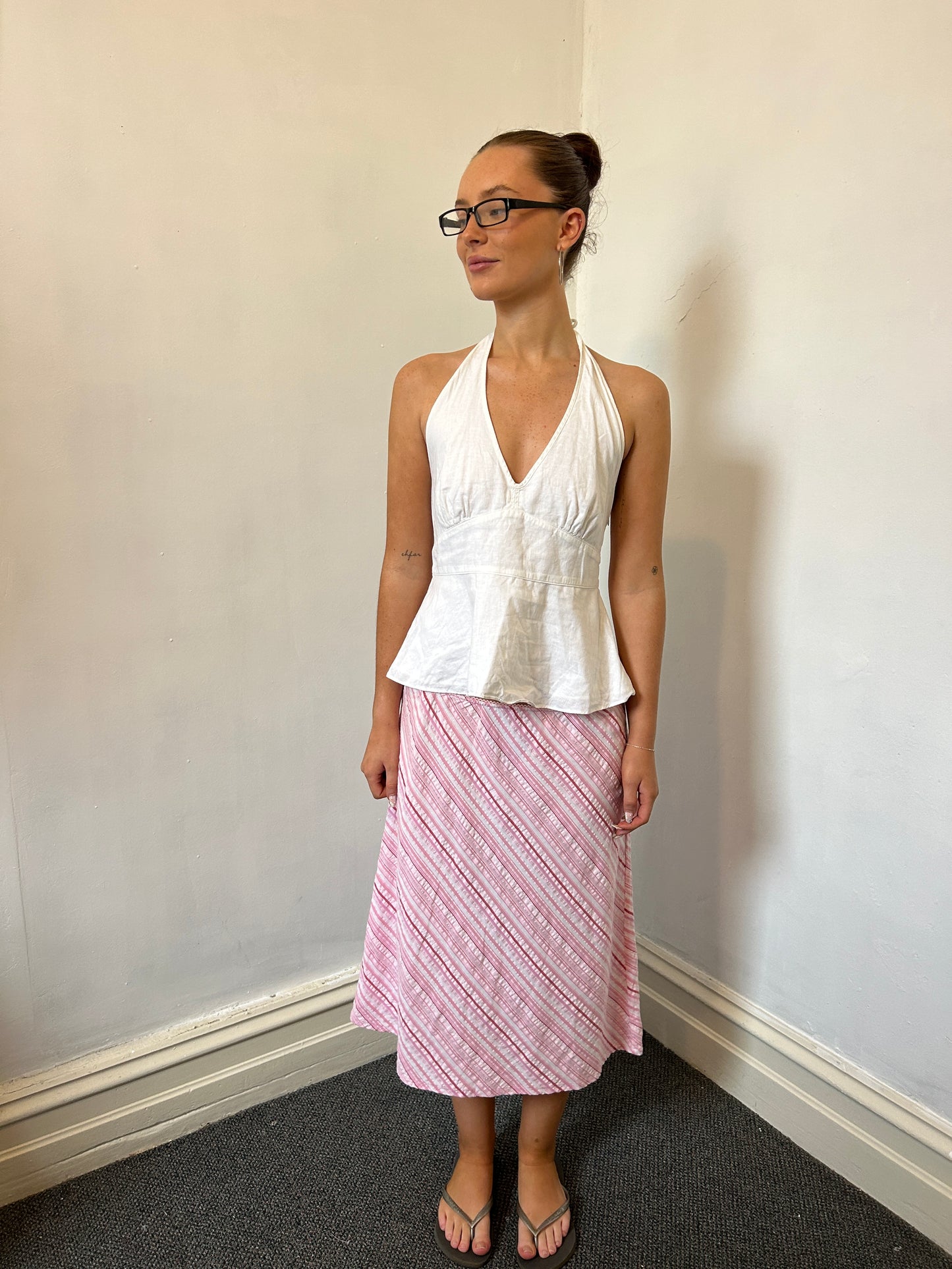 Pink Midi Pimkie Striped Skirt - Size 12